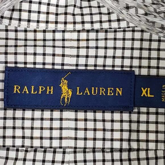 Polo Ralph Lauren Oxford Shirt Mens Size XL Black Gingham Plaid LS Button Down - Picture 7 of 13